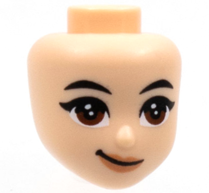 Mini Doll, Head Friends with Black Eyebrows Pointed End, Reddish Brown Eyes, Nougat Lips, Lopsided Grin Pattern
