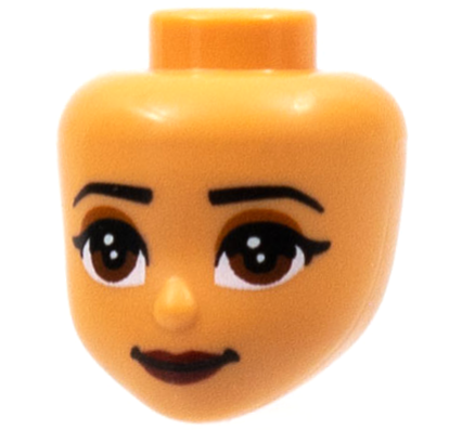 Mini Doll, Head Friends with Black Eyebrows, Dark Orange Eye Shadow, Reddish Brown Eyes, Dark Red Lips Pattern