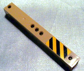 Support 2 x 2 x 13 with 5 Pin Holes with Yellow and Black Danger Stripes Left Pattern (Sticker) - Set 3677
