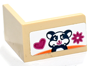 Panel 2 x 2 x 1 Corner with Black Smiling Hamster, Magenta Heart and Star on White Background Pattern (Sticker) - Set 41731