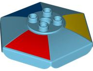 Duplo Umbrella Top with Pin Hole with Radiating Red, Blue and Yellow Stripes Pattern