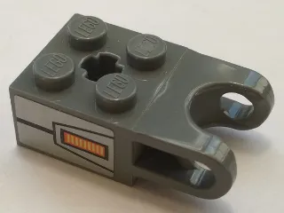 Technic, Brick Modified 2 x 2 with Ball Socket and Axle Hole - Straight Forks with Round Ends and Open Sides with Yellow Grille and Black Lines Pattern Model Right Side (Sticker) - Set 70327