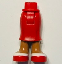 Mini Doll Hips and Skirt Long, Medium Nougat Legs and Red and White Shoes Pattern - Thick Hinge