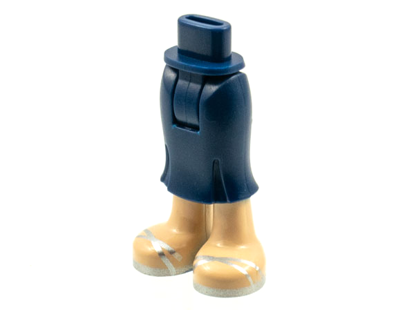 Mini Doll Hips and Skirt Long, Light Nougat Legs and Silver Sandals Pattern - Thick Hinge