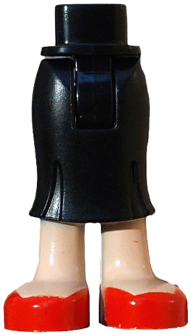Mini Doll Hips and Skirt Long, Light Nougat Legs and Red Shoes Pattern - Thick Hinge