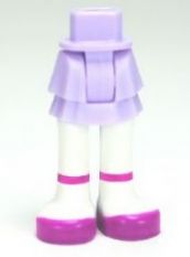Mini Doll Hips and Skirt Layered, White Legs and Magenta Shoes with Ankle Straps Pattern - Thick Hinge