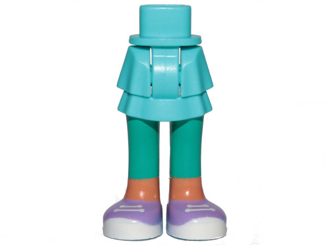 Mini Doll Hips and Skirt Layered, Dark Turquoise Leggings and Medium Lavender Shoes with White Laces and Soles Pattern - Thick Hinge