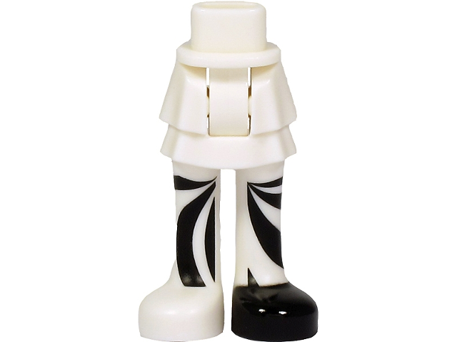 Mini Doll Hips and Skirt Layered, Black Curved Stripes on Legs and Black Shoe Left Pattern - Thick Hinge