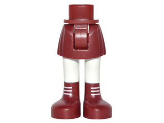 Mini Doll Hips and Skirt, White Legs and Dark Red Boots with White Laces Pattern - Thick Hinge
