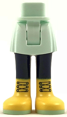 Mini Doll Hips and Skirt, Dark Blue Legs and Yellow Boots Pattern - Thick Hinge