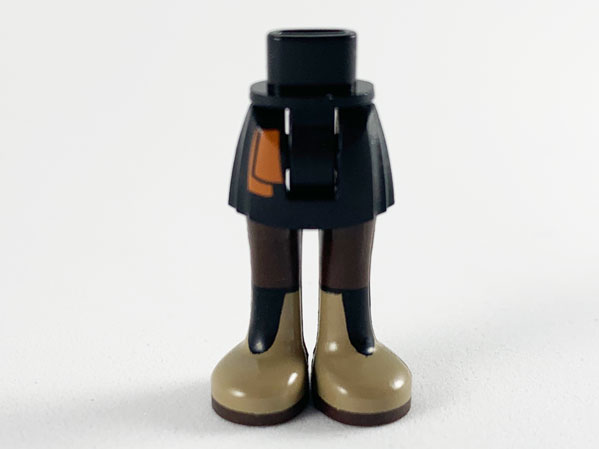 Mini Doll Hips and Skirt, Dark Orange Sash, Dark Brown Legs and Dark Tan Boots Pattern - Thick Hinge