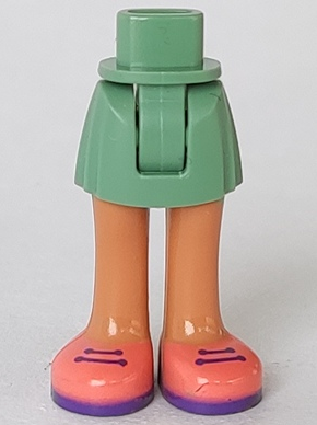 Mini Doll Hips and Skirt, Nougat Legs and Coral and Dark Purple Shoes with Laces Pattern - Thick Hinge