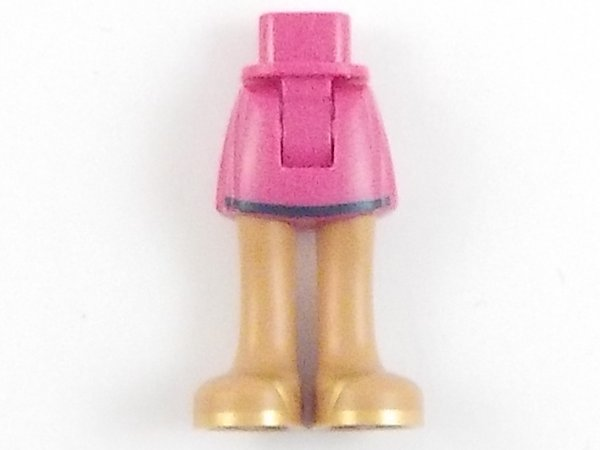 Mini Doll Hips and Skirt, Dark Blue Hem, Medium Nougat Legs and Gold Sandals Pattern - Thick Hinge