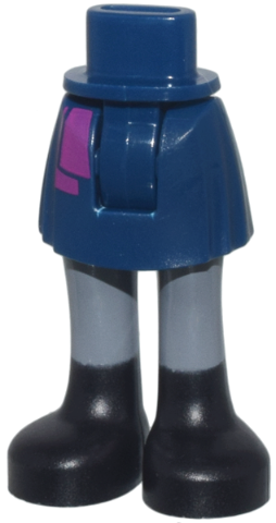 Mini Doll Hips and Skirt, Magenta Scarf Ends, Dark Bluish Gray Legs, and Black Boots Pattern - Thick Hinge