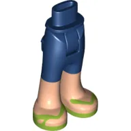 Mini Doll Hips and Trousers with Back Pockets with Light Nougat Lower Legs and Lime Sandals Pattern - Thick Hinge