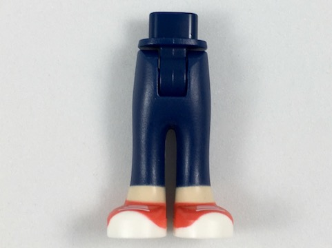 Mini Doll Hips and Trousers with Back Pockets with Light Nougat Ankles and Red Shoes with White Laces, Soles and Toe Caps Pattern - Thick Hinge