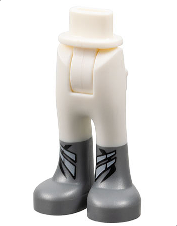Mini Doll Hips and Trousers with Back Pockets with Flat Silver Boots with White Clasps Pattern - Thick Hinge