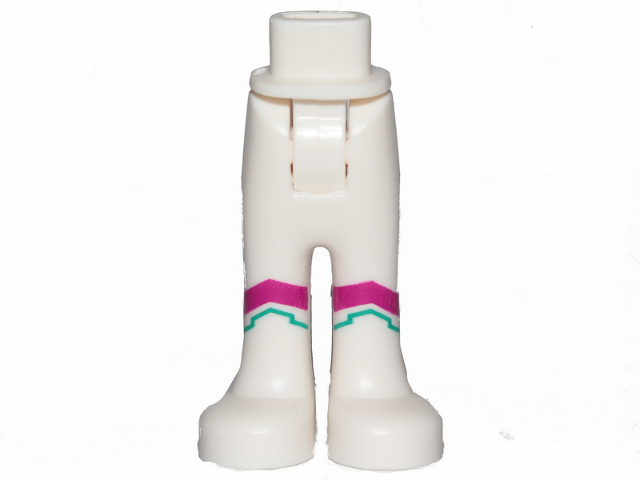 Mini Doll Hips and Trousers with Back Pockets with Magenta and Dark Turquoise Angled Stripes Pattern - Thick Hinge