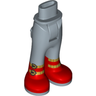 Mini Doll Hips and Trousers with Back Pockets with Red Boots with Gold Straps and Buckles and Sand Blue Soles Pattern - Thick Hinge
