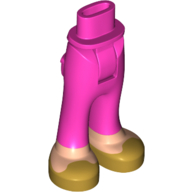 Mini Doll Hips and Trousers with Back Pockets with Light Nougat Feet and Gold Shoes Pattern - Thick Hinge