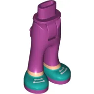 Mini Doll Hips and Trousers with Back Pockets with Light Nougat Ankles and Dark Turquoise Shoes with White Laces and Magenta Soles Pattern - Thick Hinge