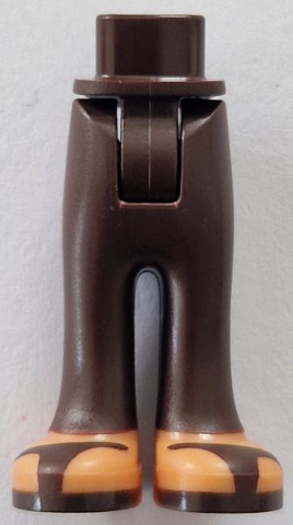 Mini Doll Hips and Trousers with Back Pockets with Molded Nougat Feet and Printed Dark Brown Sandals and Soles Pattern - Thick Hinge