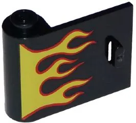 Door 1 x 3 x 2 Left - Open Between Top and Bottom Hinge with Red and Yellow Flames Pattern