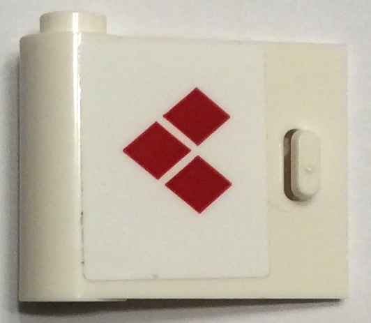 Door 1 x 3 x 2 Left - Open Between Top and Bottom Hinge with 3 Red Diamonds Pattern (Sticker) - Set 70921