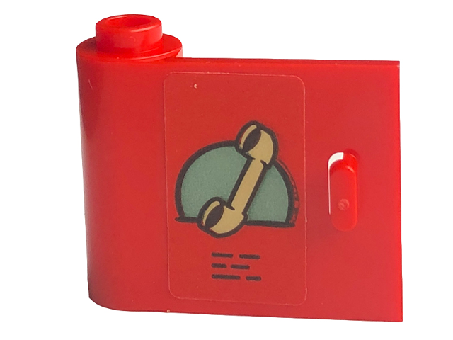 Door 1 x 3 x 2 Left - Open Between Top and Bottom Hinge with Tan Telephone Receiver on Sand Green Circle Pattern (Sticker) - Set 40586