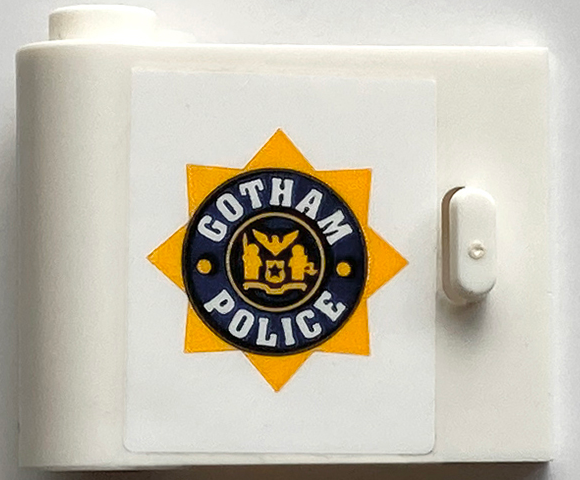 Door 1 x 3 x 2 Left - Open Between Top and Bottom Hinge with 'GOTHAM POLICE' Star Badge Logo Pattern (Sticker) - Set 70912