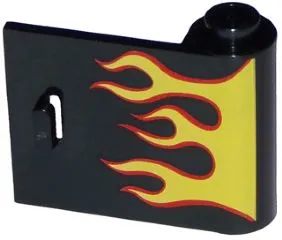 Door 1 x 3 x 2 Right - Open Between Top and Bottom Hinge with Red and Yellow Flames Pattern