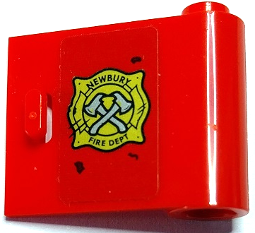 Door 1 x 3 x 2 Right - Open Between Top and Bottom Hinge with Gold 'NEWBURY FIRE DEPT' Badge and Crossed Silver Axes Pattern (Sticker) - Set 70436