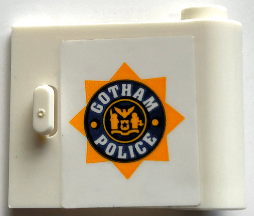 Door 1 x 3 x 2 Right - Open Between Top and Bottom Hinge with 'GOTHAM POLICE' Star Badge Logo Pattern (Sticker) - Set 70912
