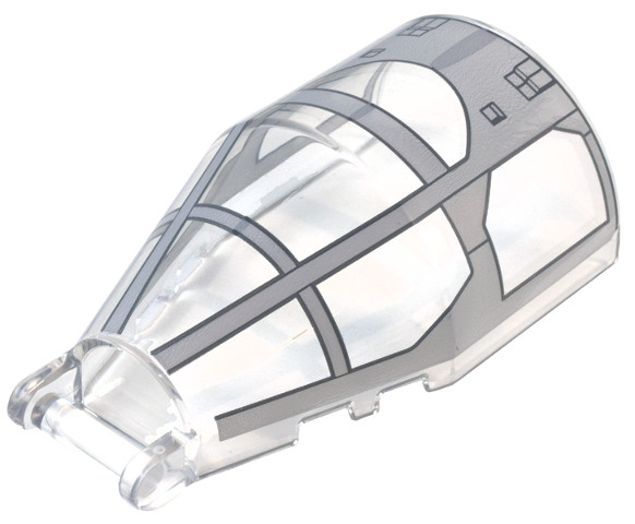 Windscreen 6 x 4 x 2 Round with Bar Handle with Light Bluish Ahsoka Tano's T-6 Jedi Shuttle Cockpit Pattern