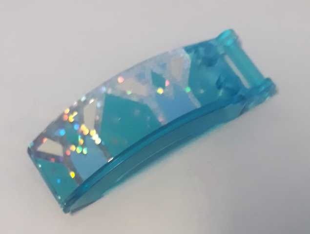 Windscreen 6 x 2 x 2 with Bar Handle with Bright Light Blue, Medium Azure and White Shapes on Silver Holographic Glitter Background Pattern Model Left Side (Sticker) - Sets 41148 / 43172