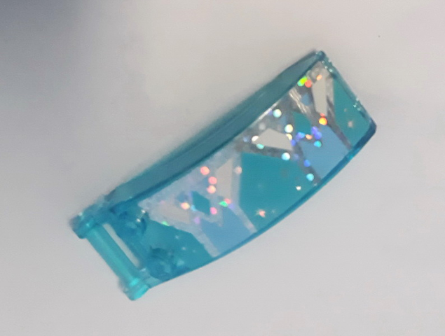 Windscreen 6 x 2 x 2 with Bar Handle with Bright Light Blue, Medium Azure and White Shapes on Silver Holographic Glitter Background Pattern Model Right Side (Sticker) - Sets 41148 / 43172