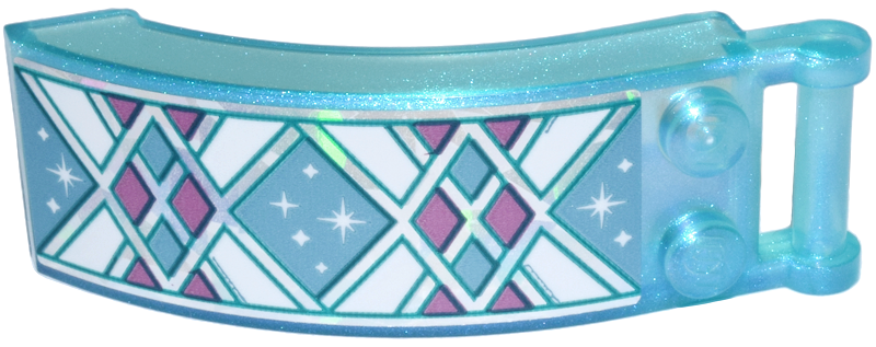 Windscreen 6 x 2 x 2 with Bar Handle with Silver Holographic, Dark Pink, Dark Turquoise, and White Diamonds, Lines and Sparkles Pattern (Sticker) - Set 43244