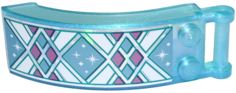 Windscreen 6 x 2 x 2 with Bar Handle with Silver Holographic, Dark Pink, Dark Turquoise, and White Diamonds, Lines and Sparkles Pattern (Sticker) - Set 43244