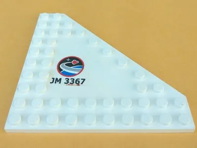 Wedge, Plate 10 x 10 Cut Corner with no Studs in Center with Space Center Logo and 'JM 3367' Pattern Model Right Side (Sticker) - Set 3367