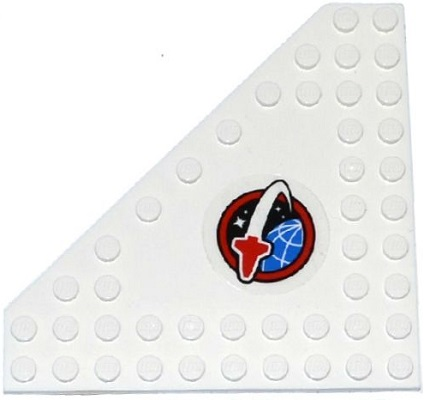Wedge, Plate 10 x 10 Cut Corner with no Studs in Center with Space Shuttle Logo Pattern Model Left Side (Sticker) - Set 60080