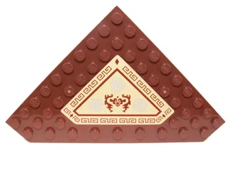 Wedge, Plate 10 x 10 Cut Corner with no Studs in Center with Carpet with Asian Symbols and Geometric Border Pattern (Sticker) - Set 70751