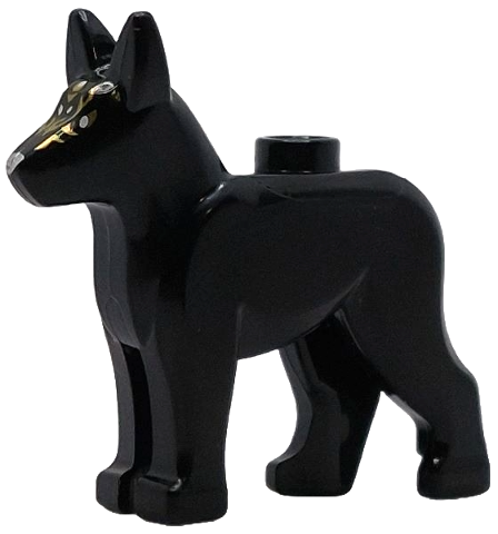 Dog, Alsatian / German Shepherd with White Eyes, Silver Nose and Gold Spots Pattern (Celestial Dog)