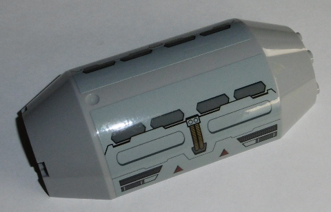 Cylinder Half 3 x 6 x 10 with 1 x 2 Cutout with Flaps, Pipes and Dark Red Arrows Pattern (Stickers) - Set 75140