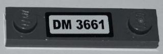 Plate, Modified 1 x 4 with 2 Studs without Groove with 'DM 3661' Pattern (Sticker) - Set 3661