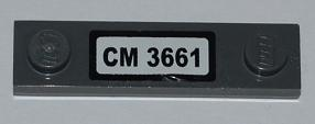 Plate, Modified 1 x 4 with 2 Studs without Groove with 'CM 3661' Pattern (Sticker) - Set 3661