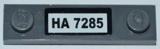 Plate, Modified 1 x 4 with 2 Studs without Groove with 'HA 7285' Pattern (Sticker) - Set 7285