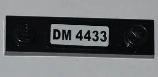 Plate, Modified 1 x 4 with 2 Studs without Groove with 'DM 4433' Pattern (Sticker) - Set 4433