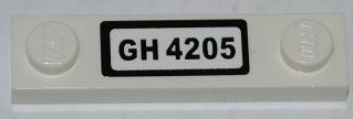 Plate, Modified 1 x 4 with 2 Studs without Groove with 'GH 4205' Pattern (Sticker) - Set 4205