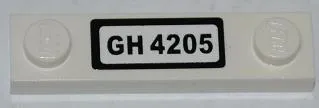 Plate, Modified 1 x 4 with 2 Studs without Groove with 'GH 4205' Pattern (Sticker) - Set 4205