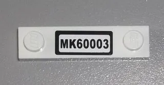 Plate, Modified 1 x 4 with 2 Studs without Groove with 'MK60003' Pattern (Sticker) - Set 60003